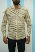 Beige Brown Buti Printed Shirt