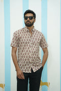 Beige Red Floral Printed Shirt