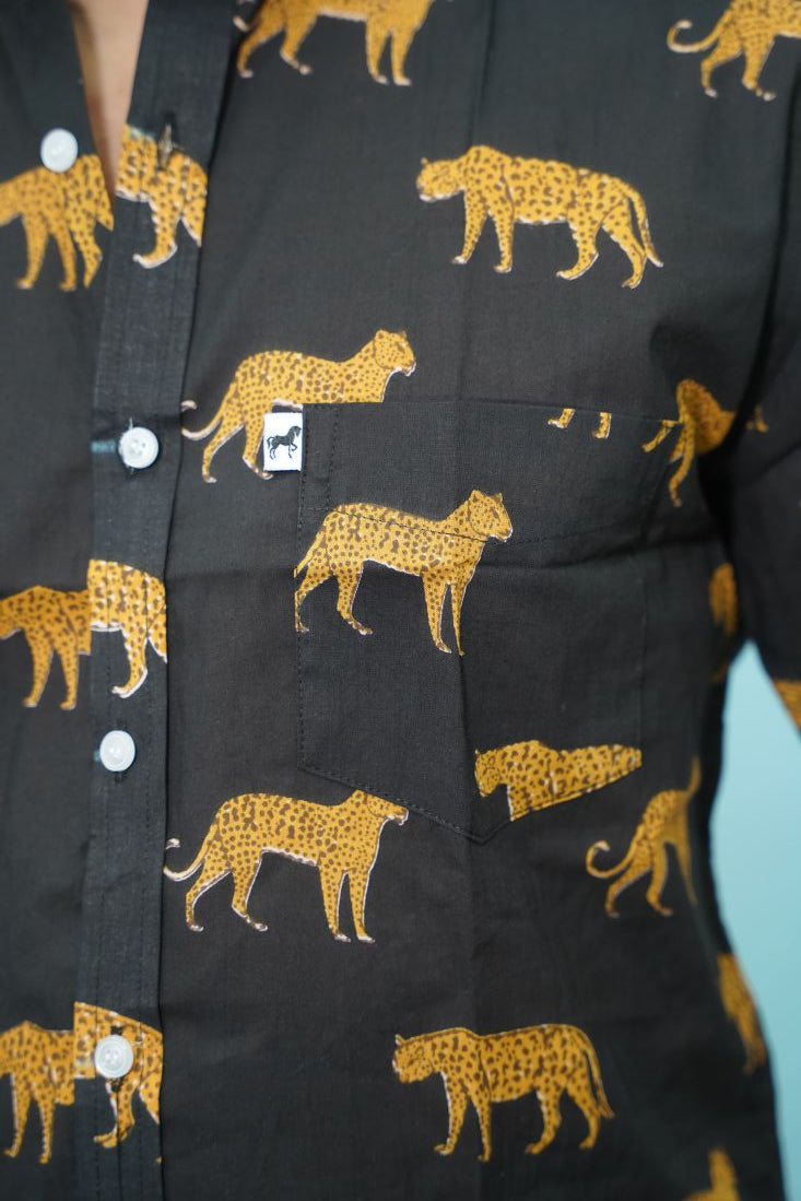 Black Leopard Printed Shirt