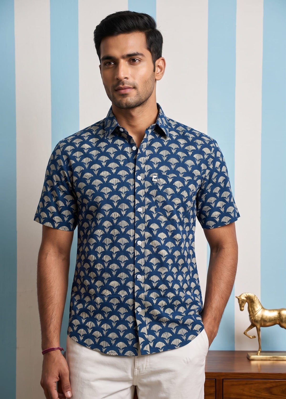 Blue Fan Printed Shirt