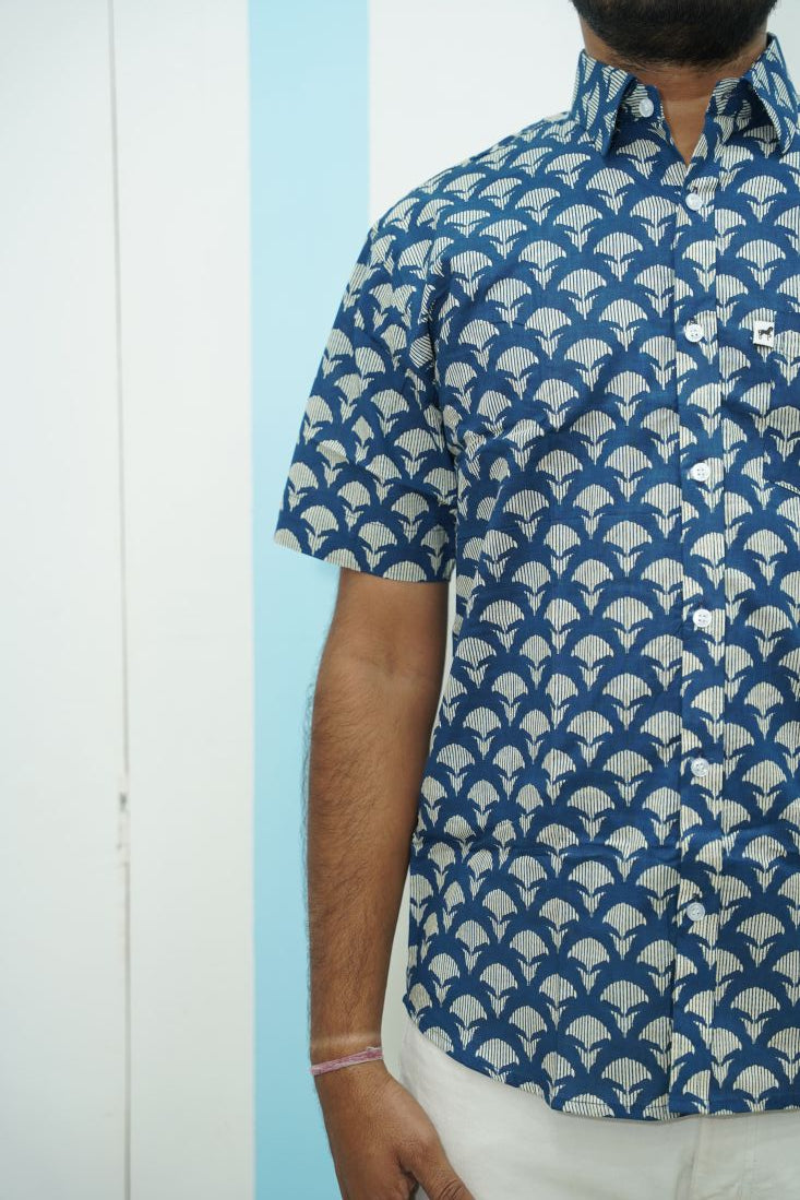 Blue Fan Printed Shirt