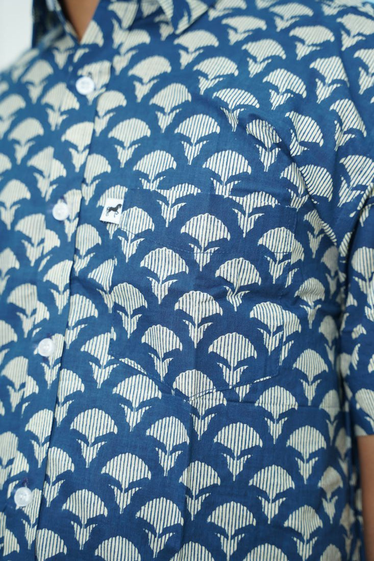 Blue Fan Printed Shirt