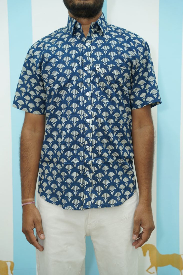 Blue Fan Printed Shirt