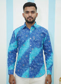Blue Leheriya Printed Shirt