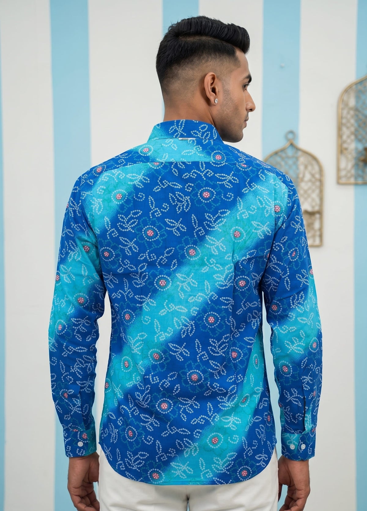 Blue Leheriya Printed Shirt
