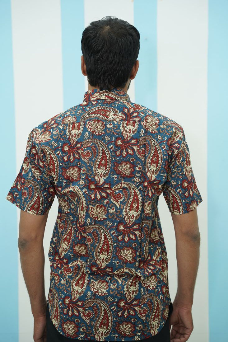 Blue Red Paisley Printed Shirt