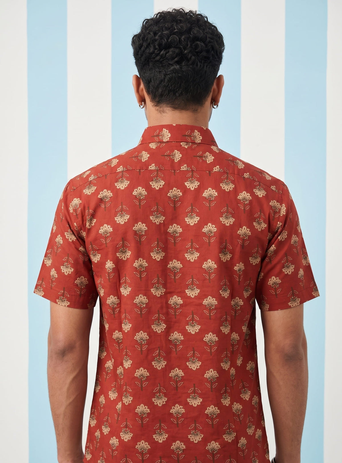 Brick Red Floral Printed Shirt