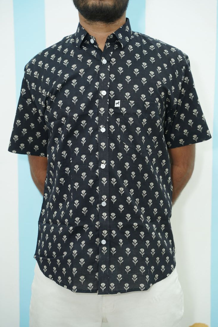 Charcoal Buti Printed Shirt