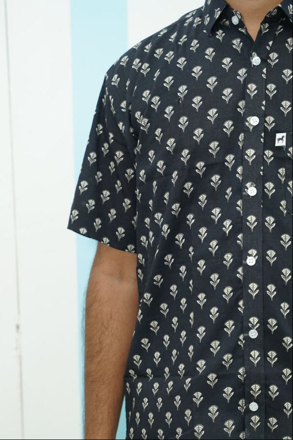 Charcoal Buti Printed Shirt