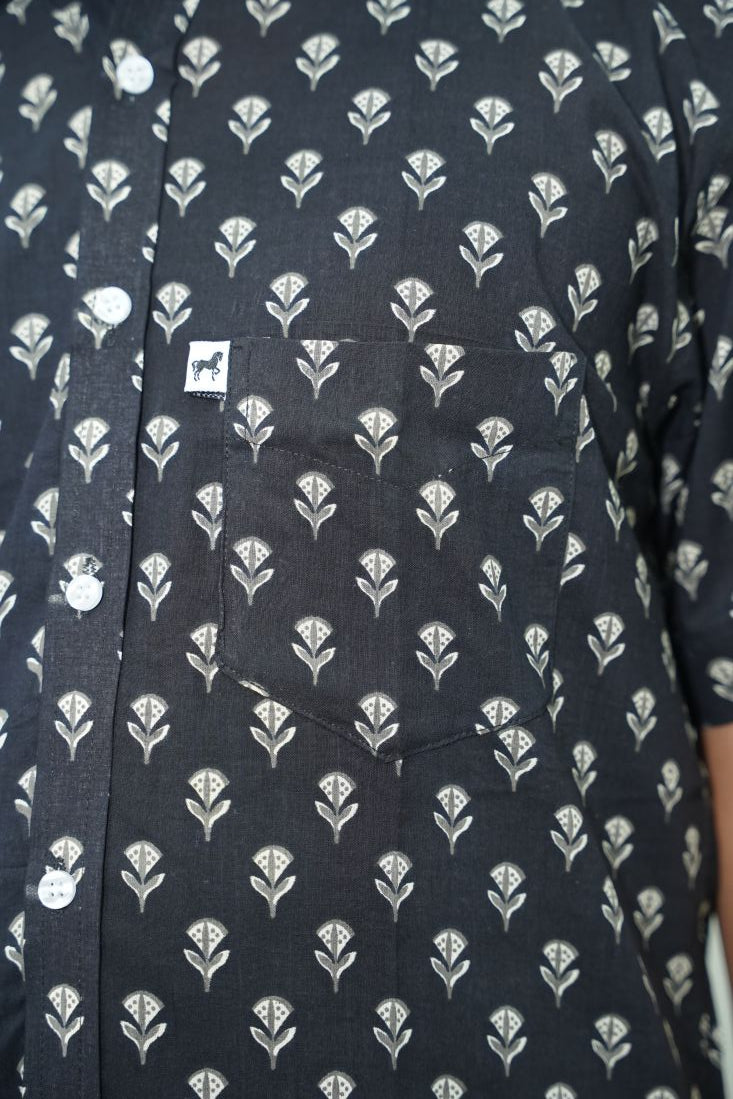 Charcoal Buti Printed Shirt