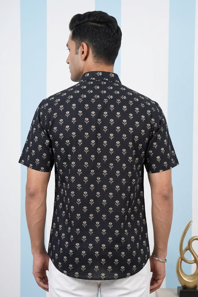 Charcoal Buti Printed Shirt