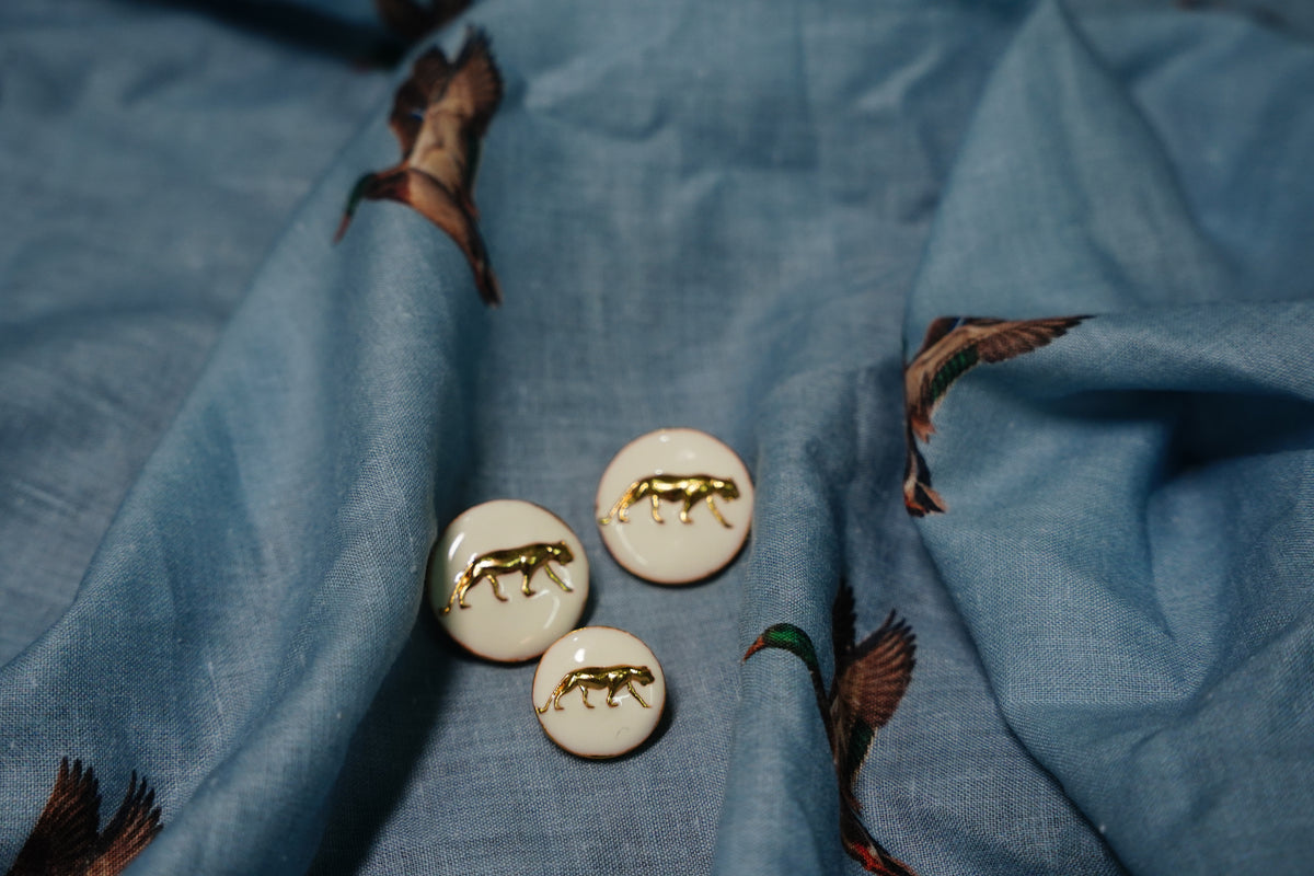 White Panther Metal Button