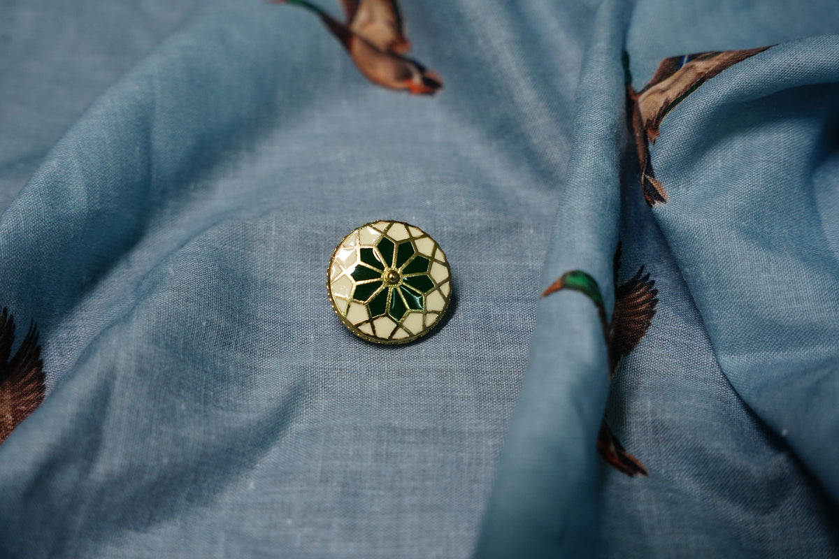 Green Mosaic Metal Button