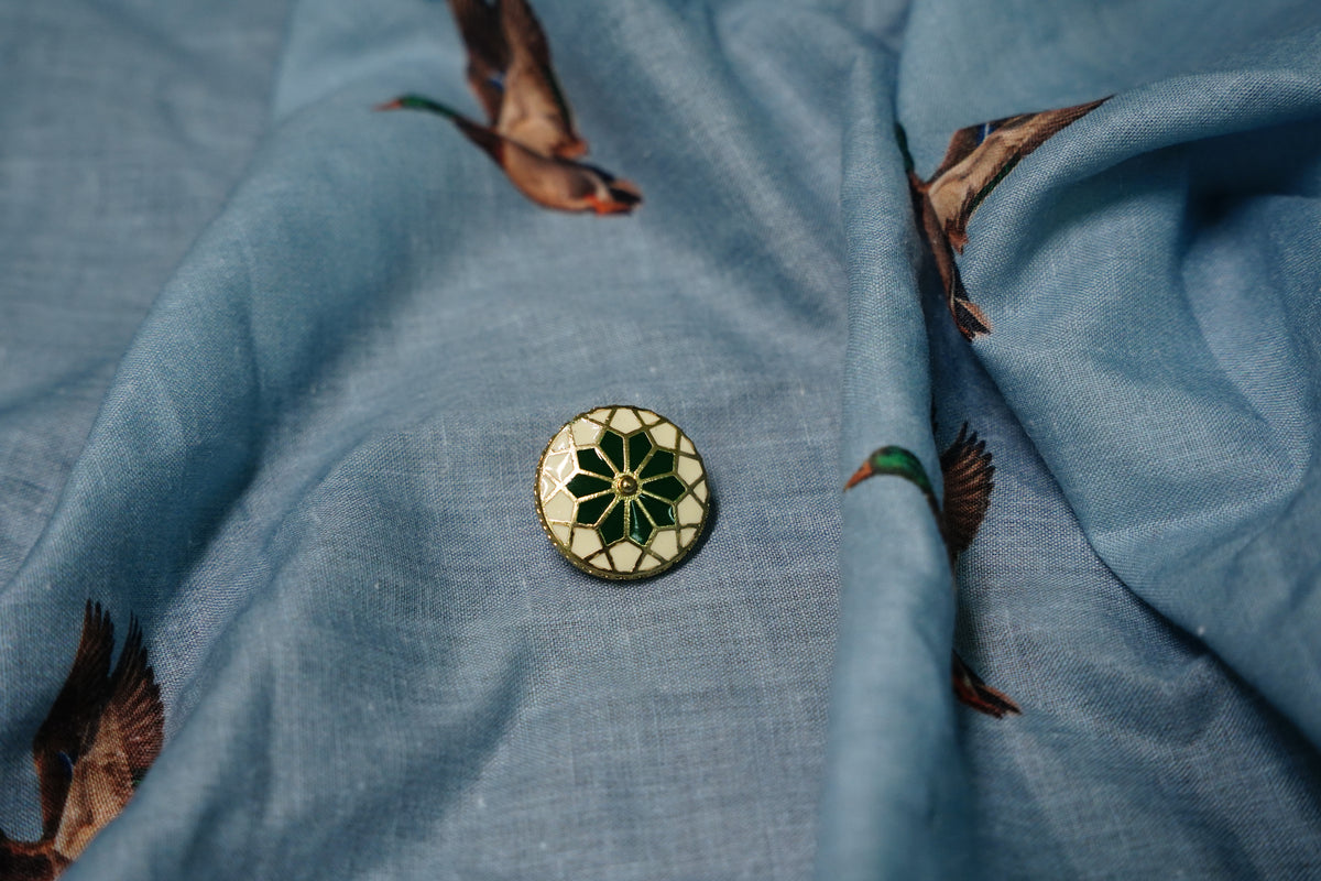 Green Mosaic Metal Button