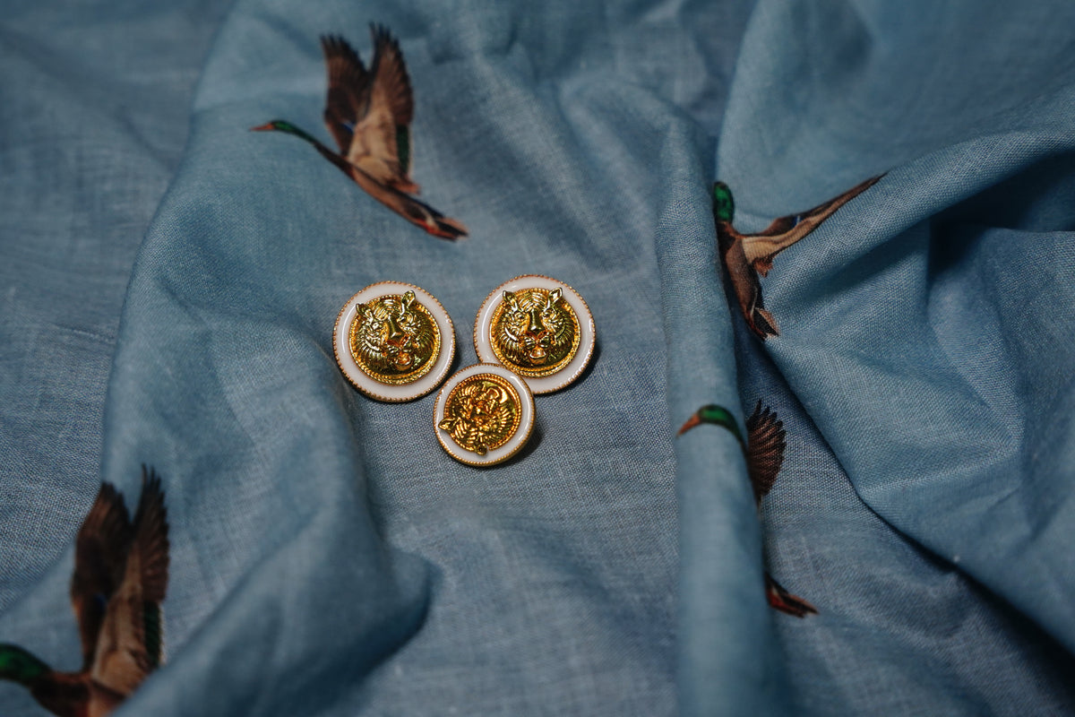 White Tiger Head Metal Button
