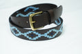 Black Sky Blue Diamond Leather Belt