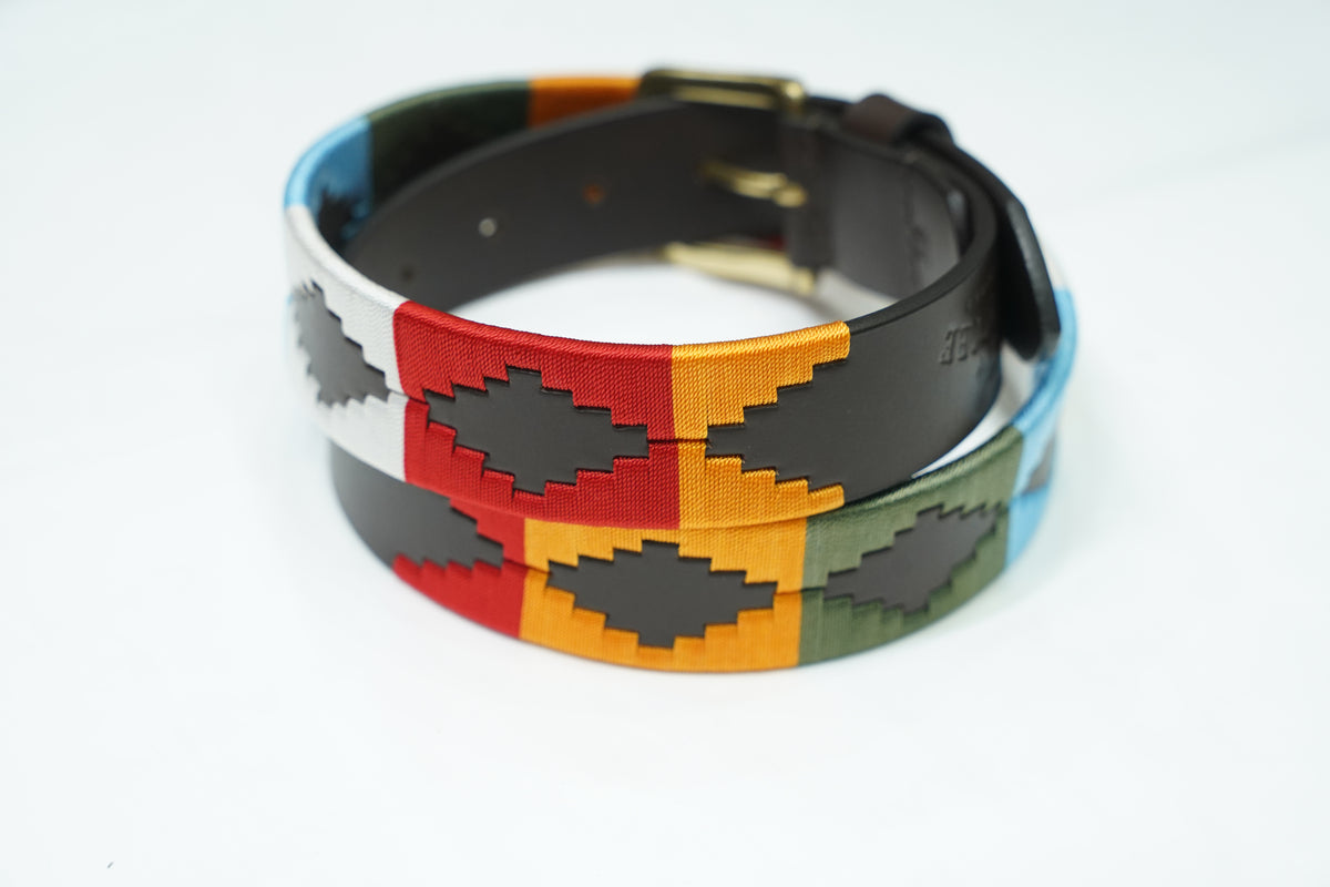 Multicolor Geometric Leather Belt