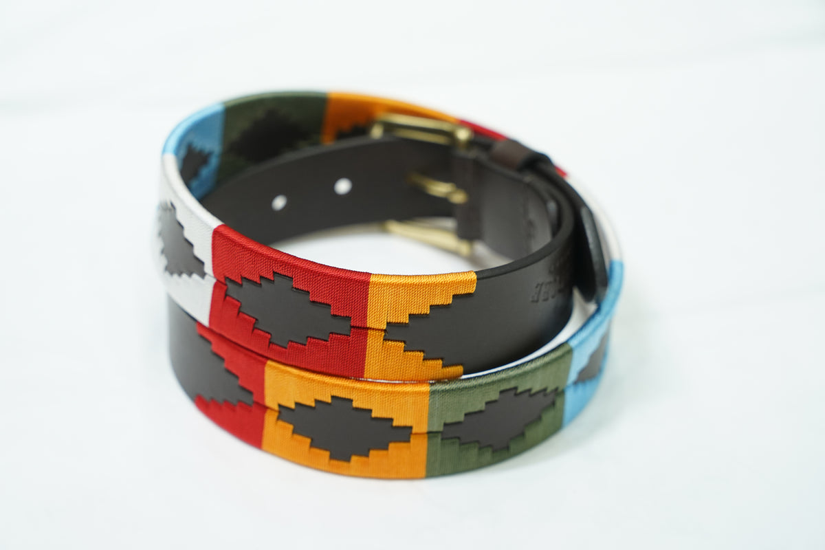 Multicolor Geometric Leather Belt