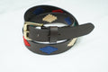 Black Multicolor Motif Leather Belt