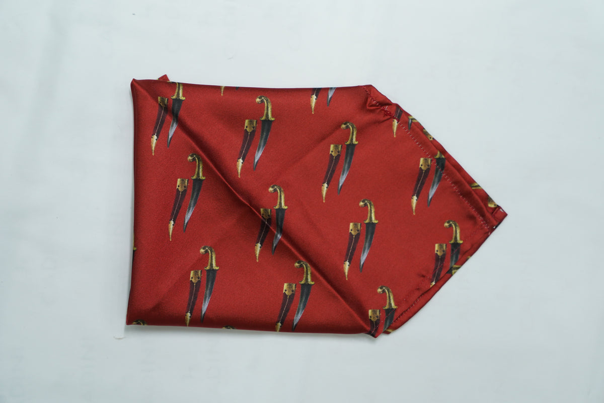 Red Rajput Katar Pocket Square