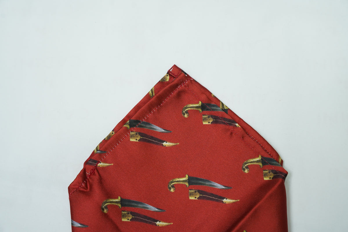 Red Rajput Katar Pocket Square