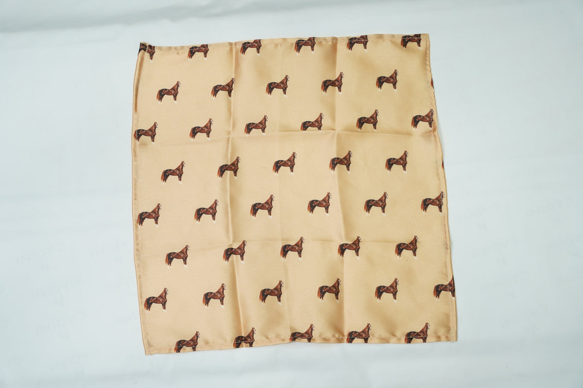 Beige Horse Pocket Square
