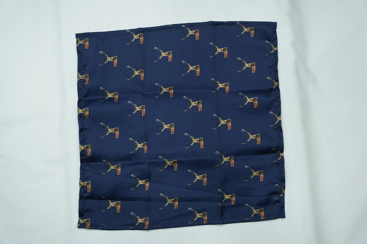 Navy Barasingha Pocket Square