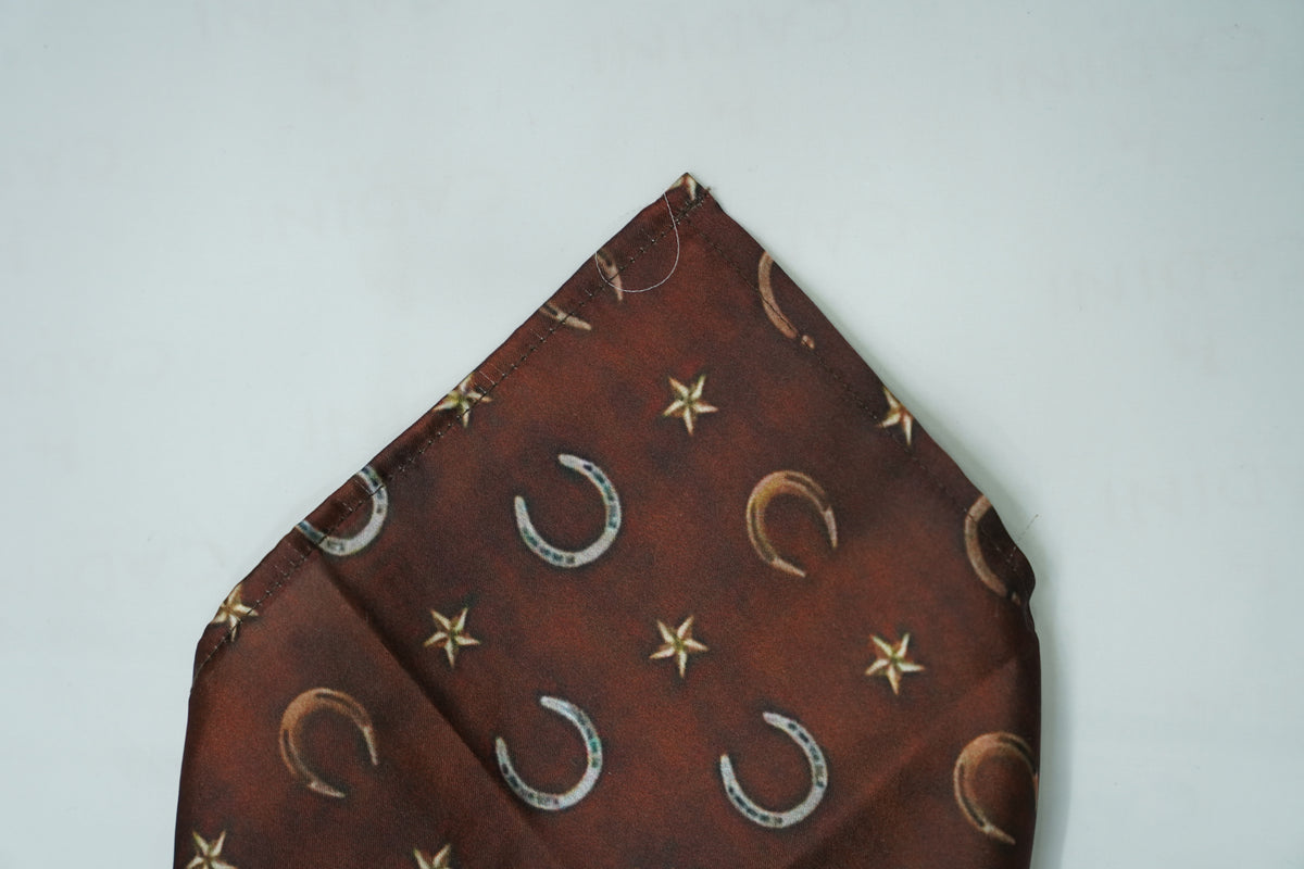 Brown Horseshoe Pocket Square
