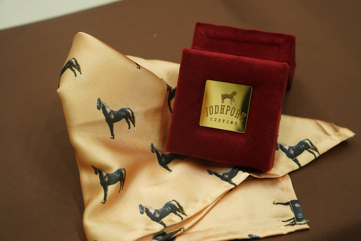 Beige Horse Pocket Square