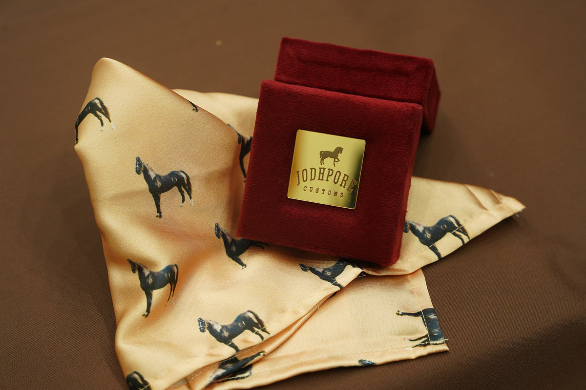 Beige Horse Pocket Square