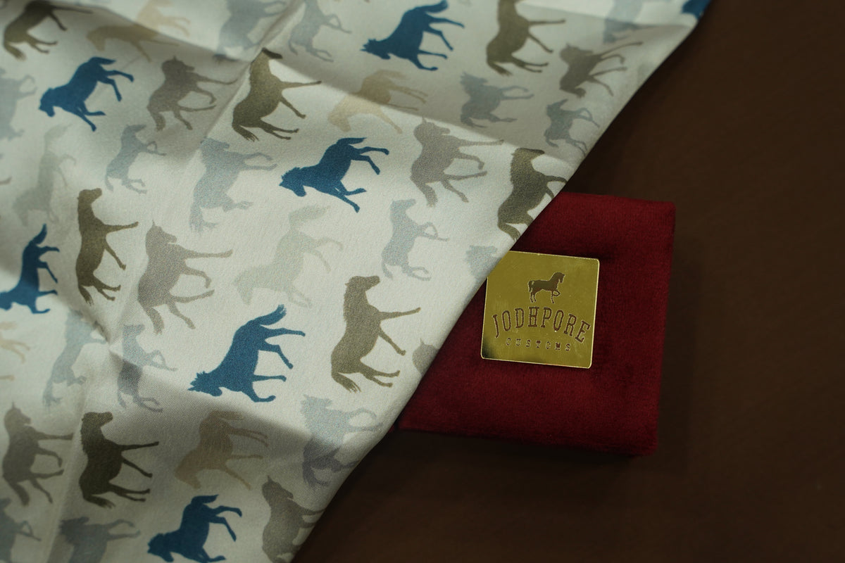 White Heritage Horse Pocket Square