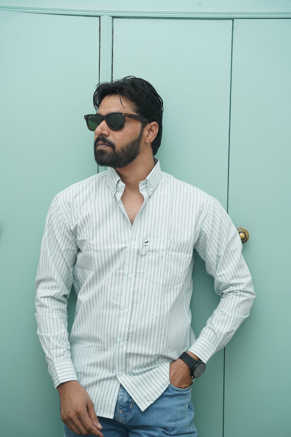 White Grey Stripe Shirt