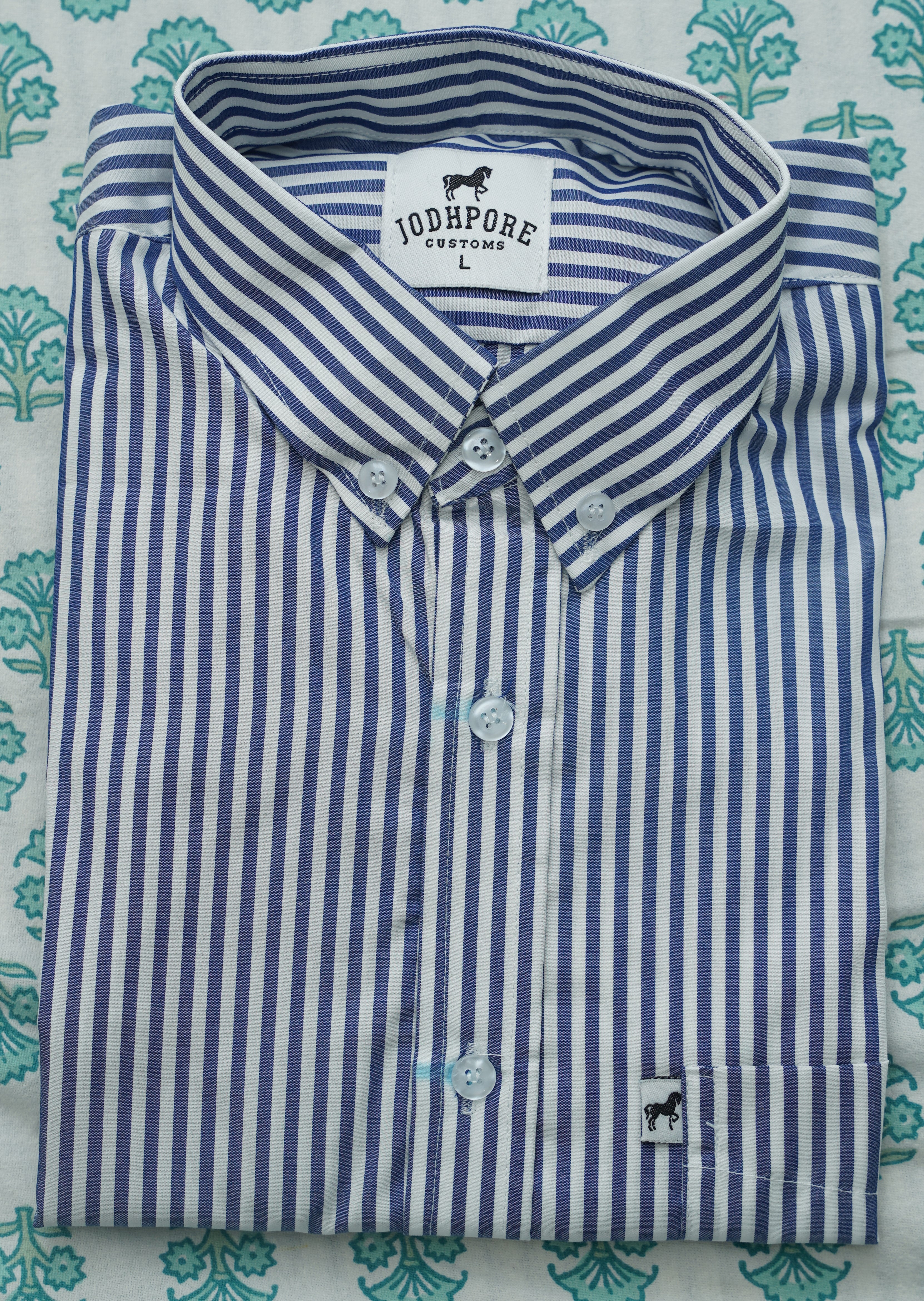 White Navy Stripe Shirt