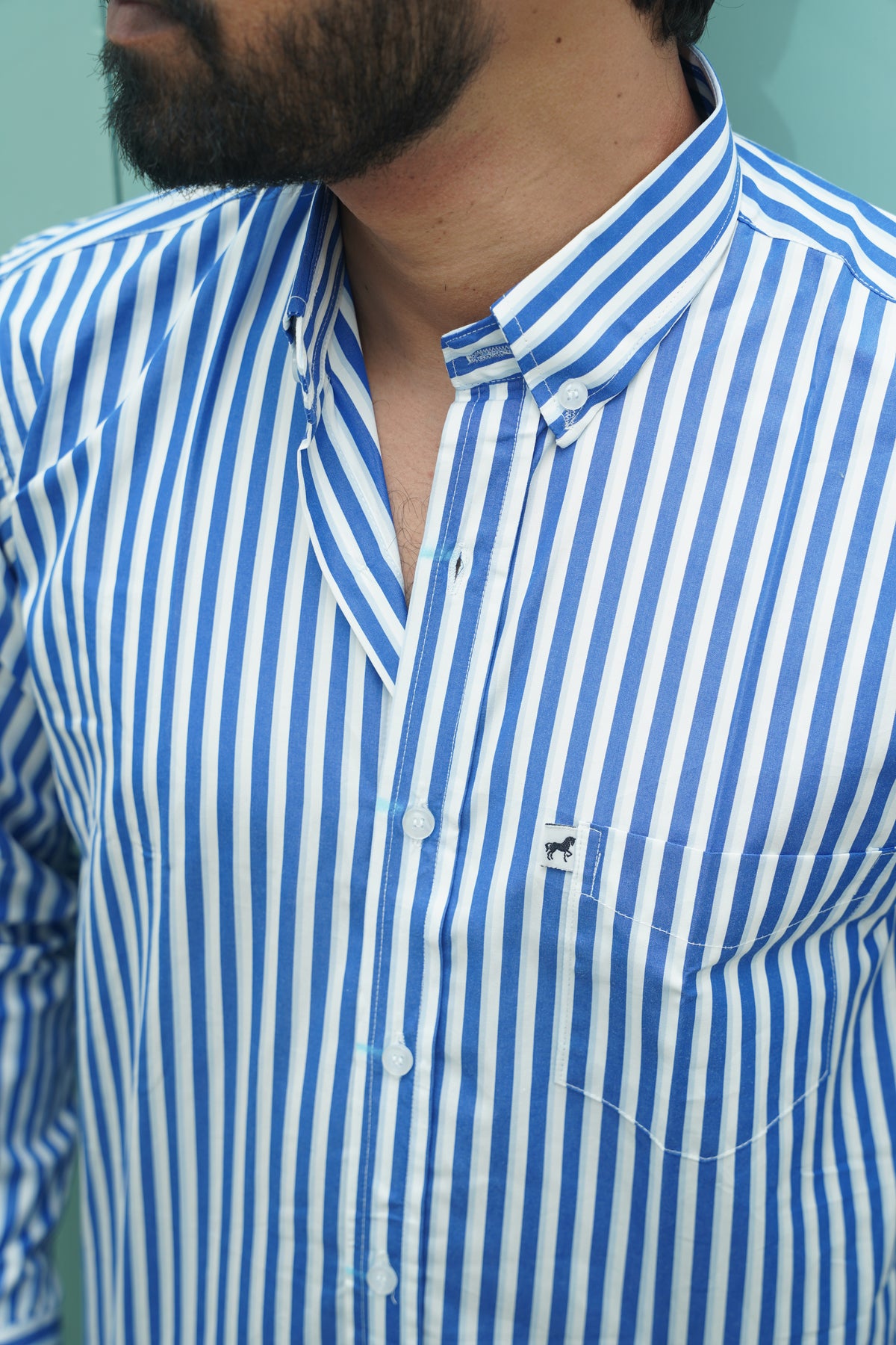 White Blue Bold Stripe Shirt