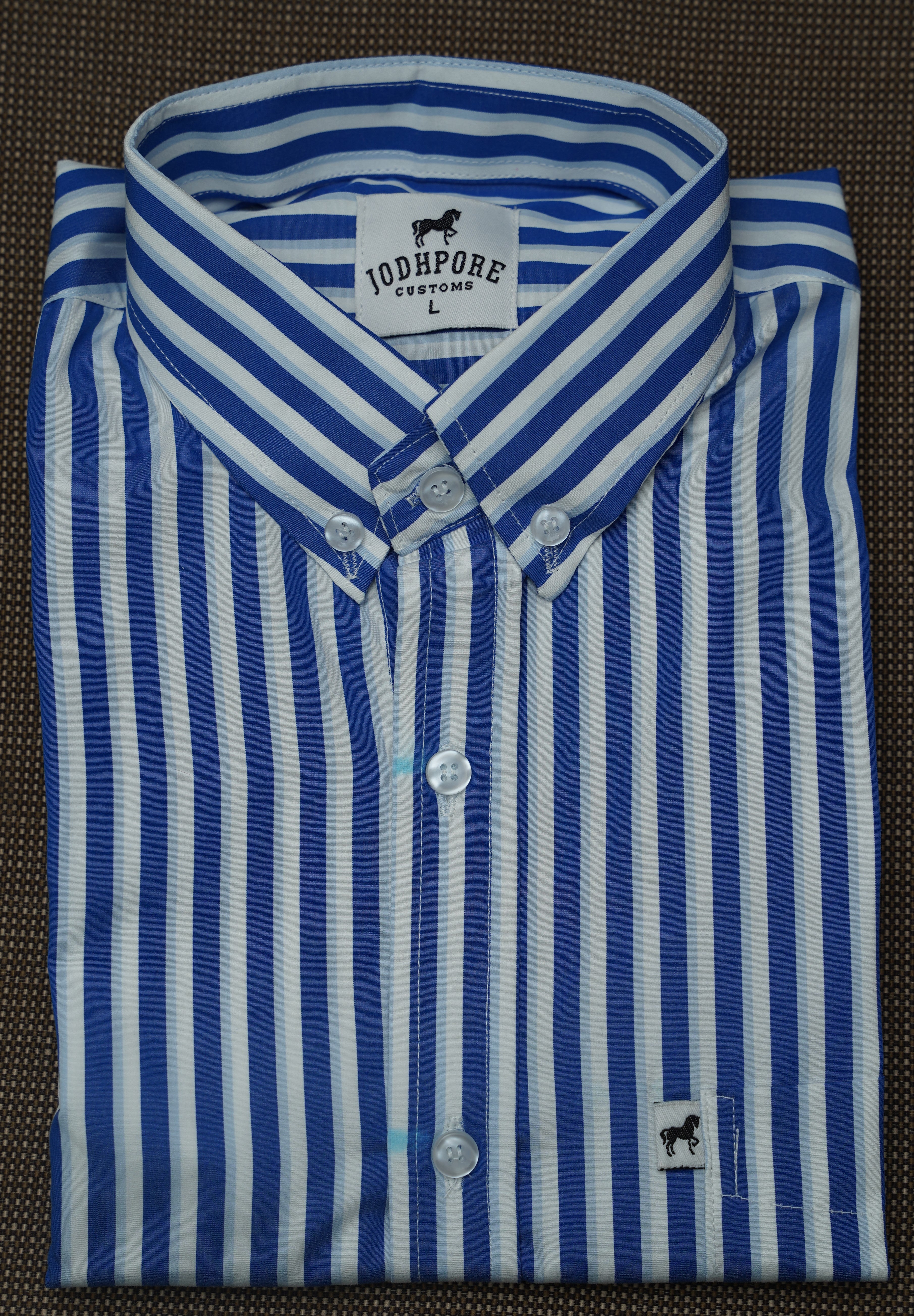White Blue Bold Stripe Shirt