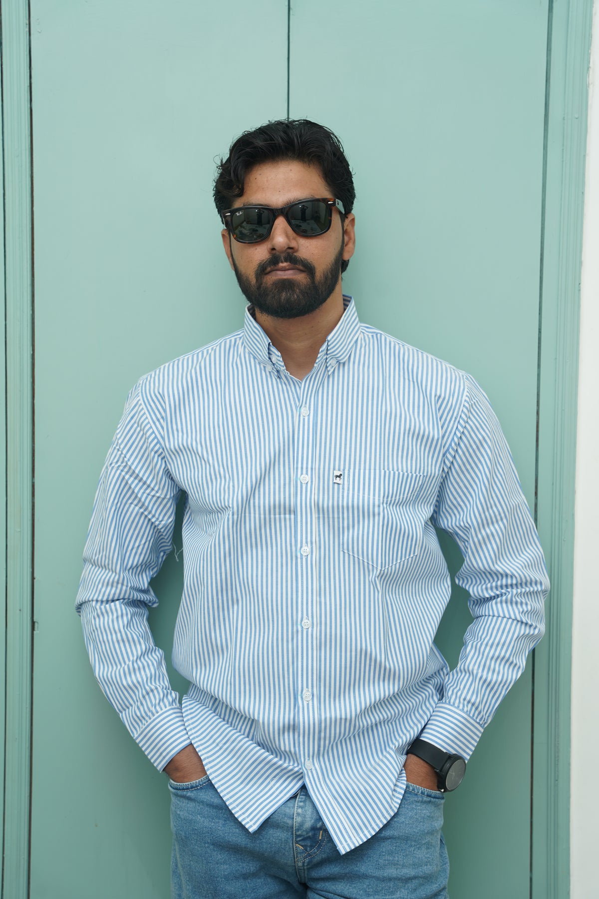 White Sky Blue Stripe Shirt