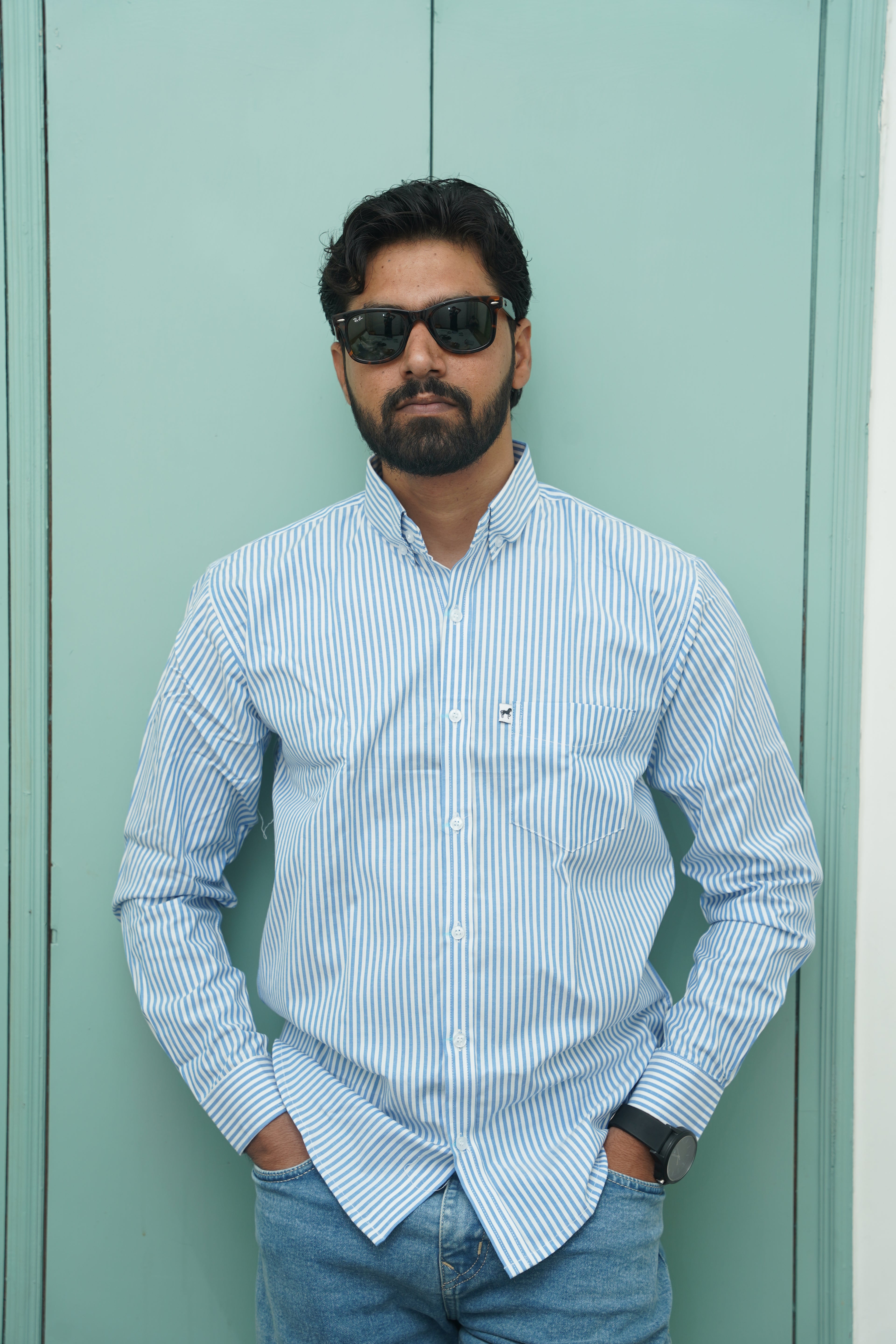 White Sky Blue Stripe Shirt