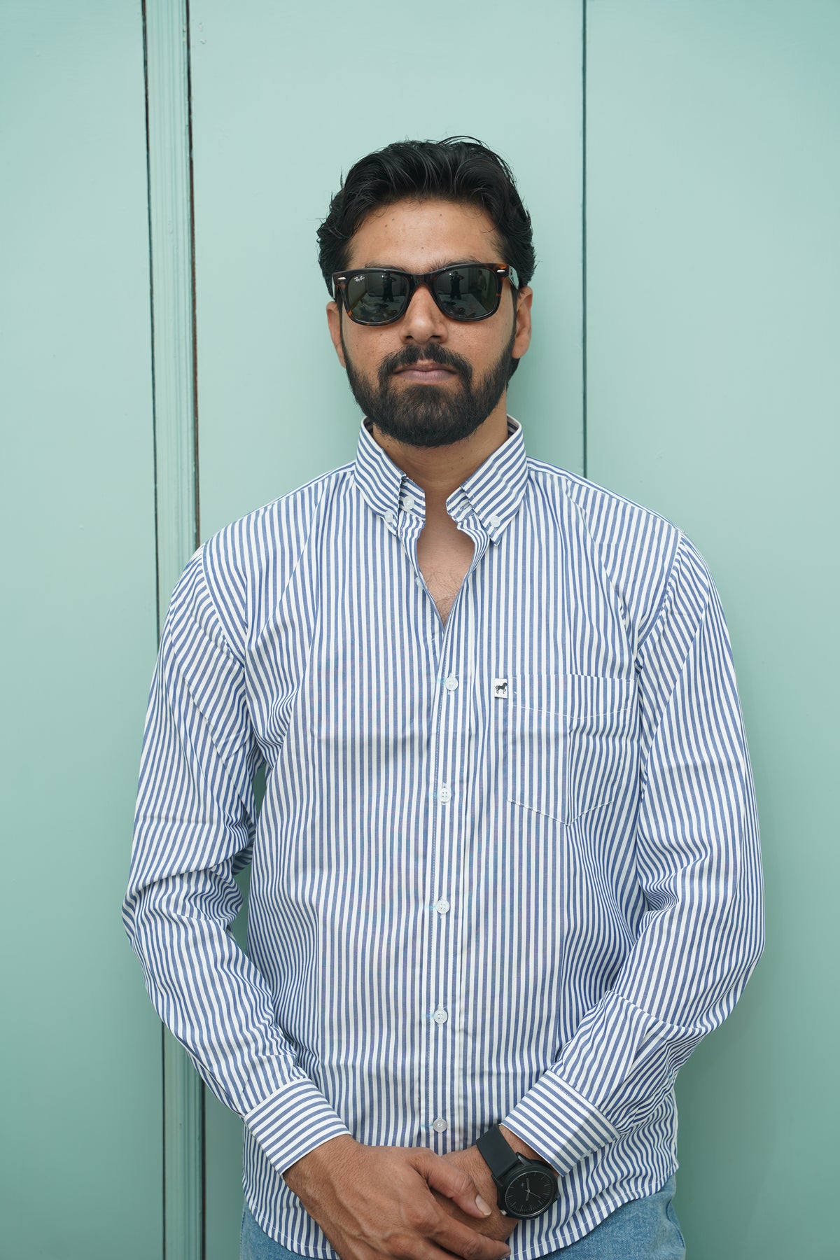 White Navy Stripe Shirt