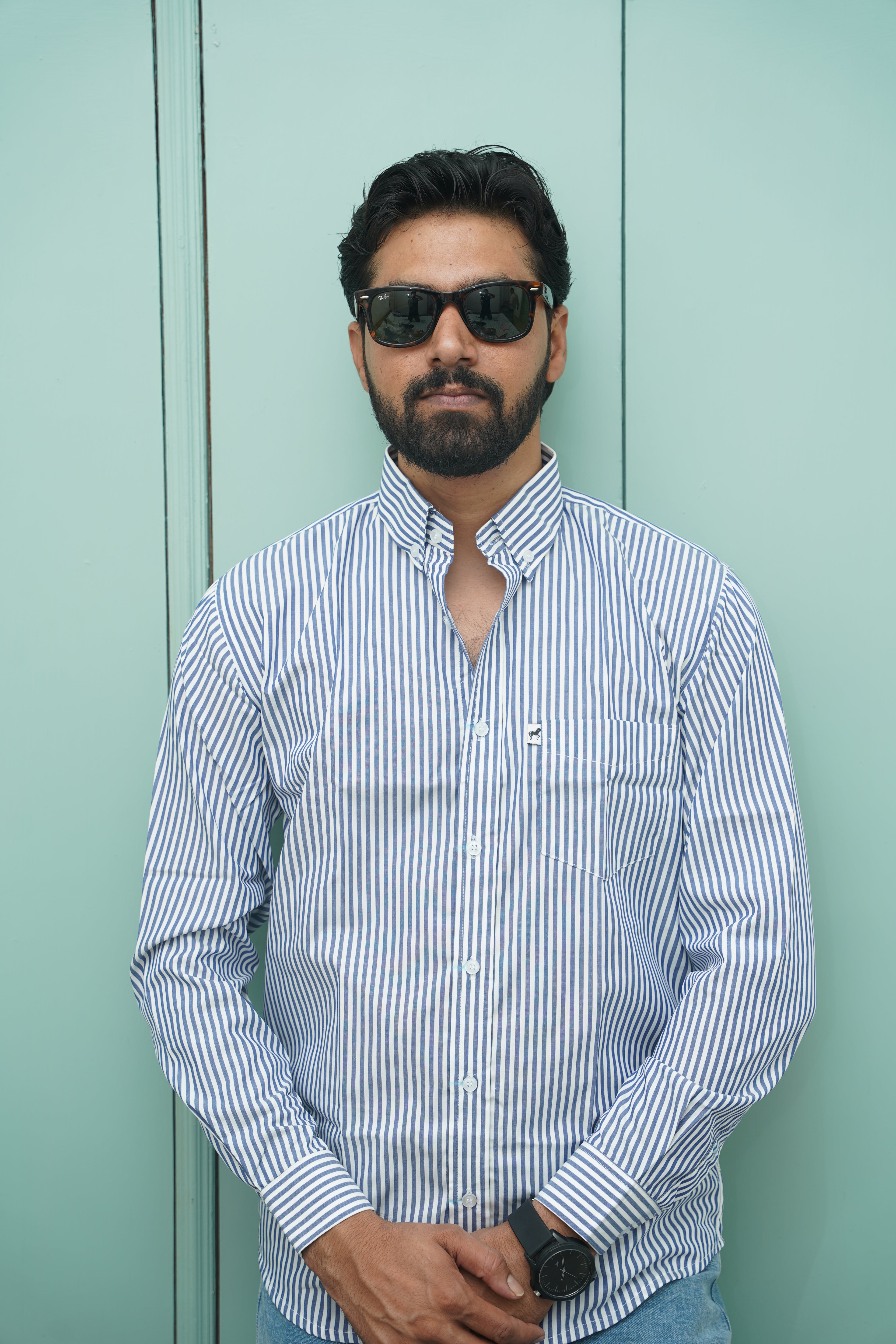 White Navy Stripe Shirt