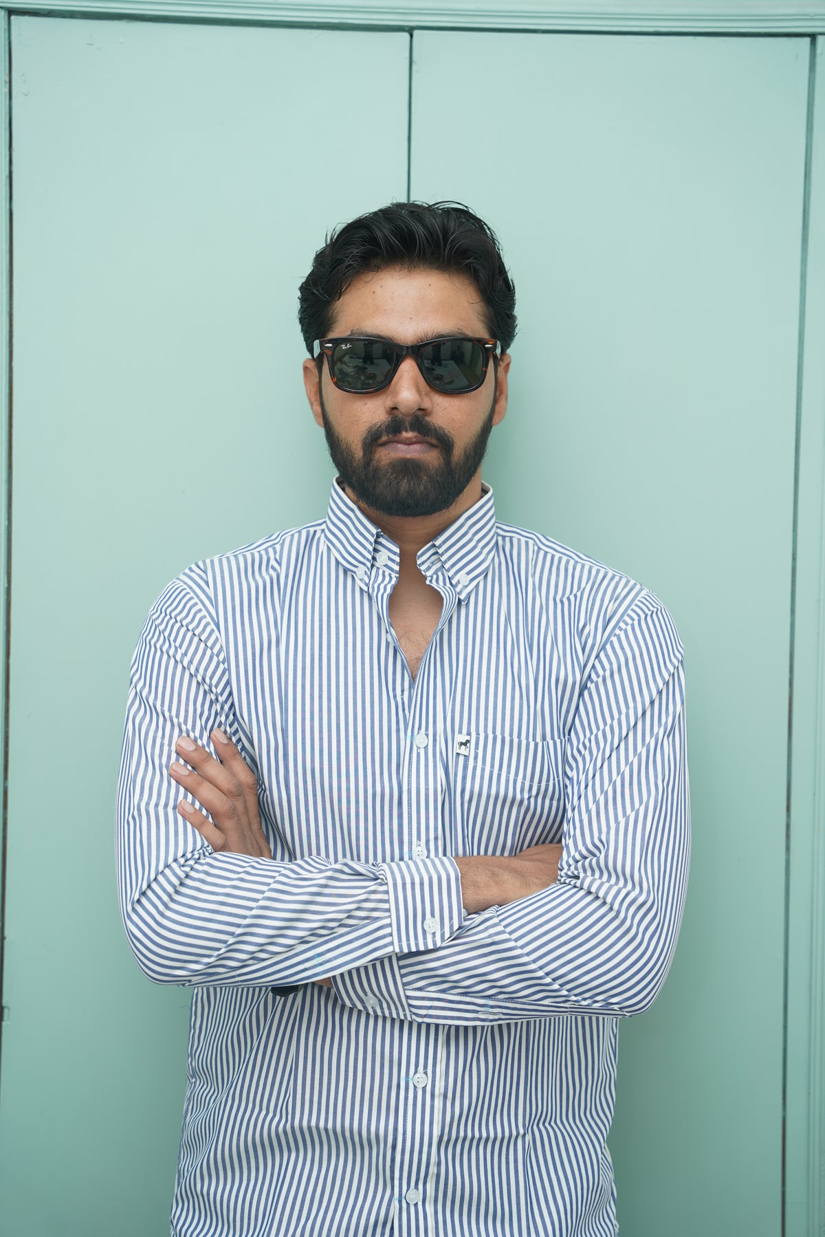 White Navy Stripe Shirt