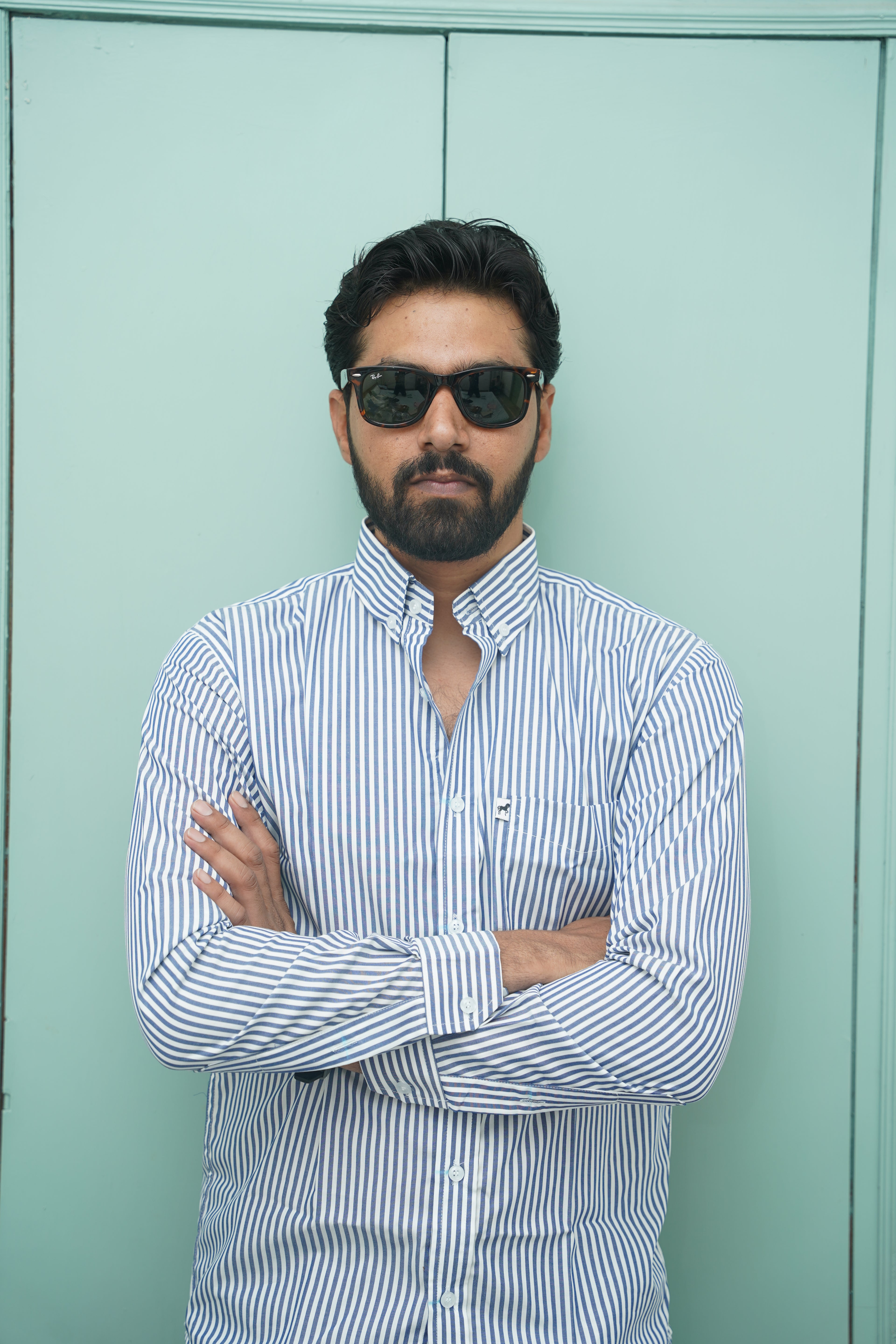 White Navy Stripe Shirt