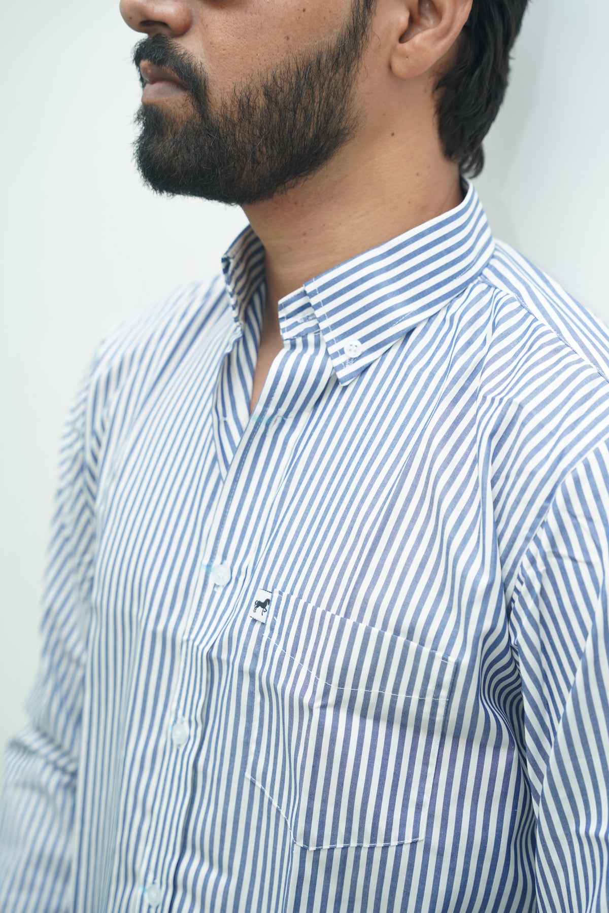 White Navy Stripe Shirt