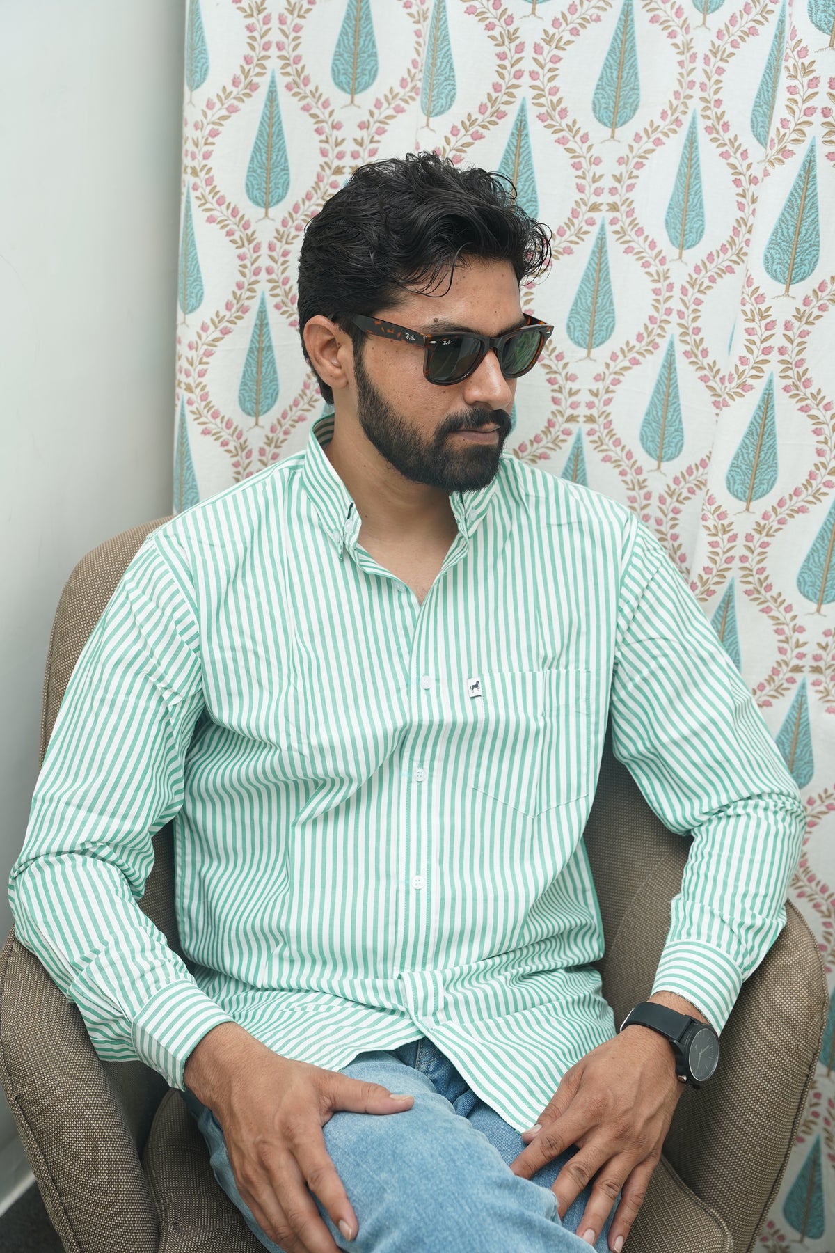 White Green Stripe Shirt