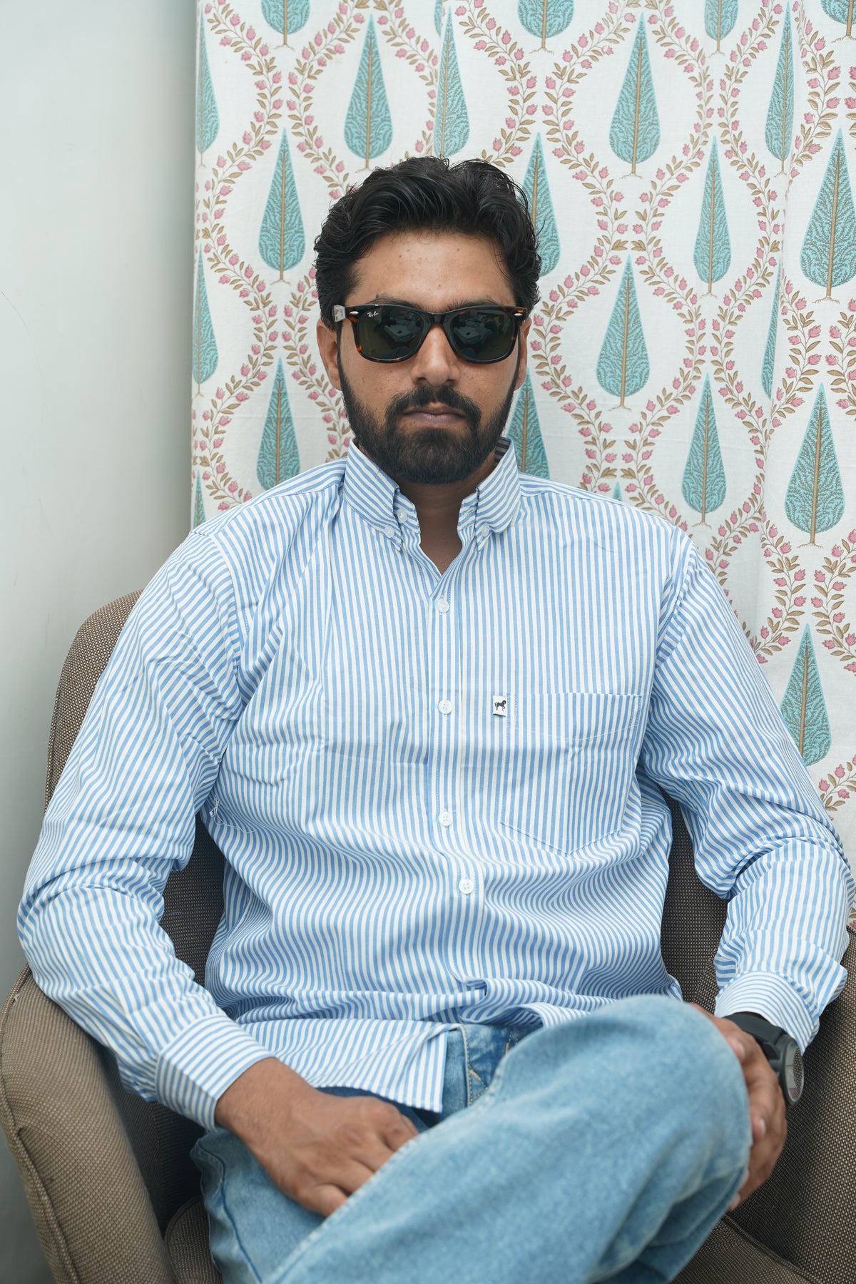 White Navy Stripe Shirt