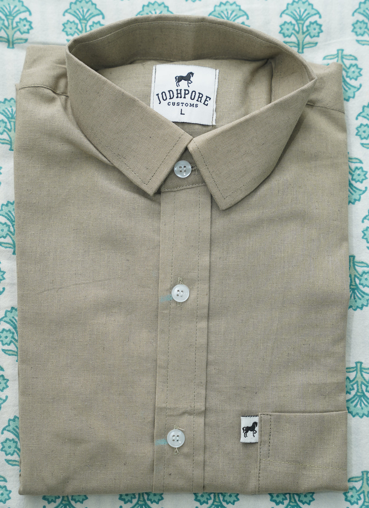 Light Green Plain Cotton Shirt