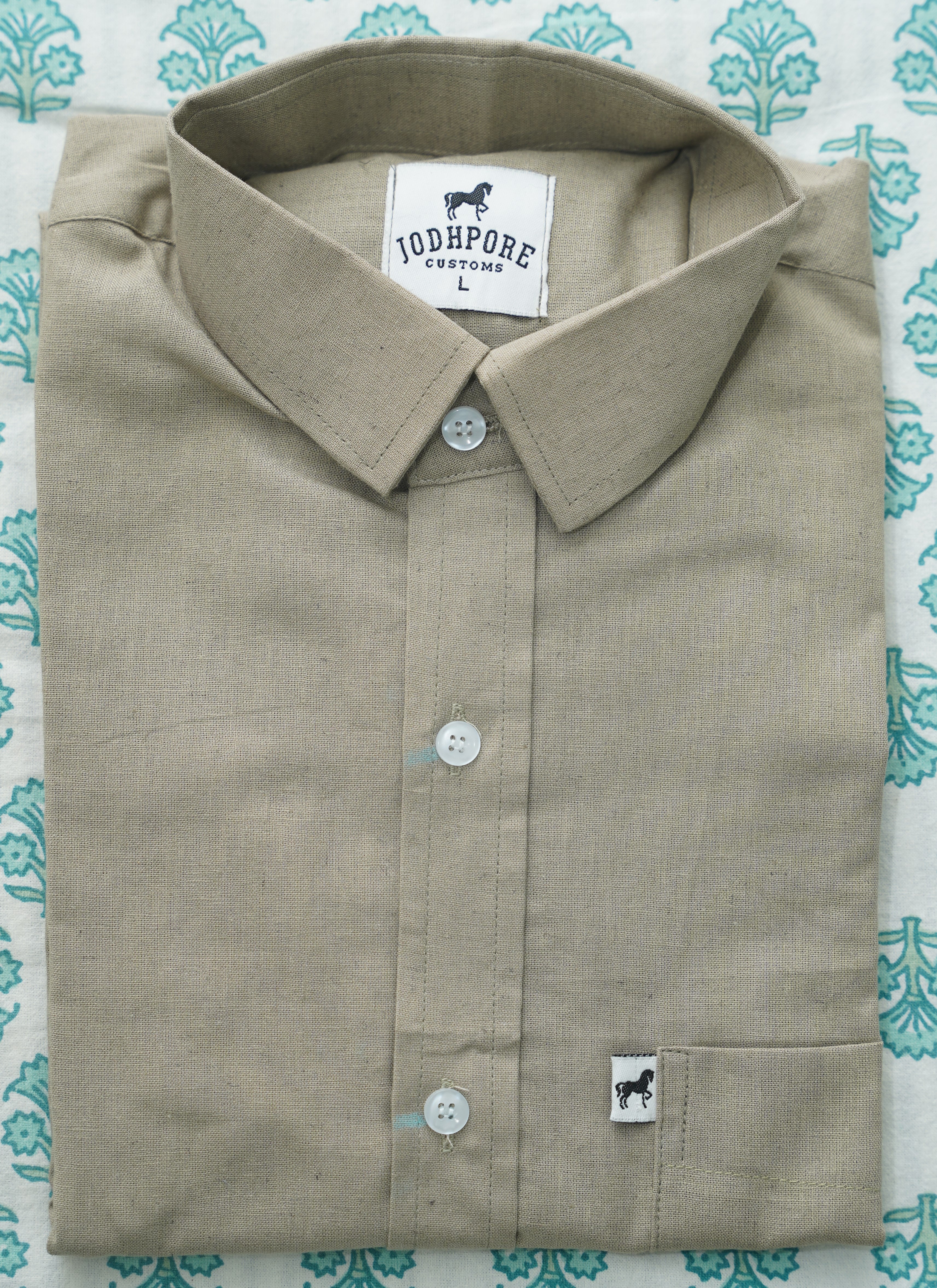 Light Green Plain Cotton Shirt