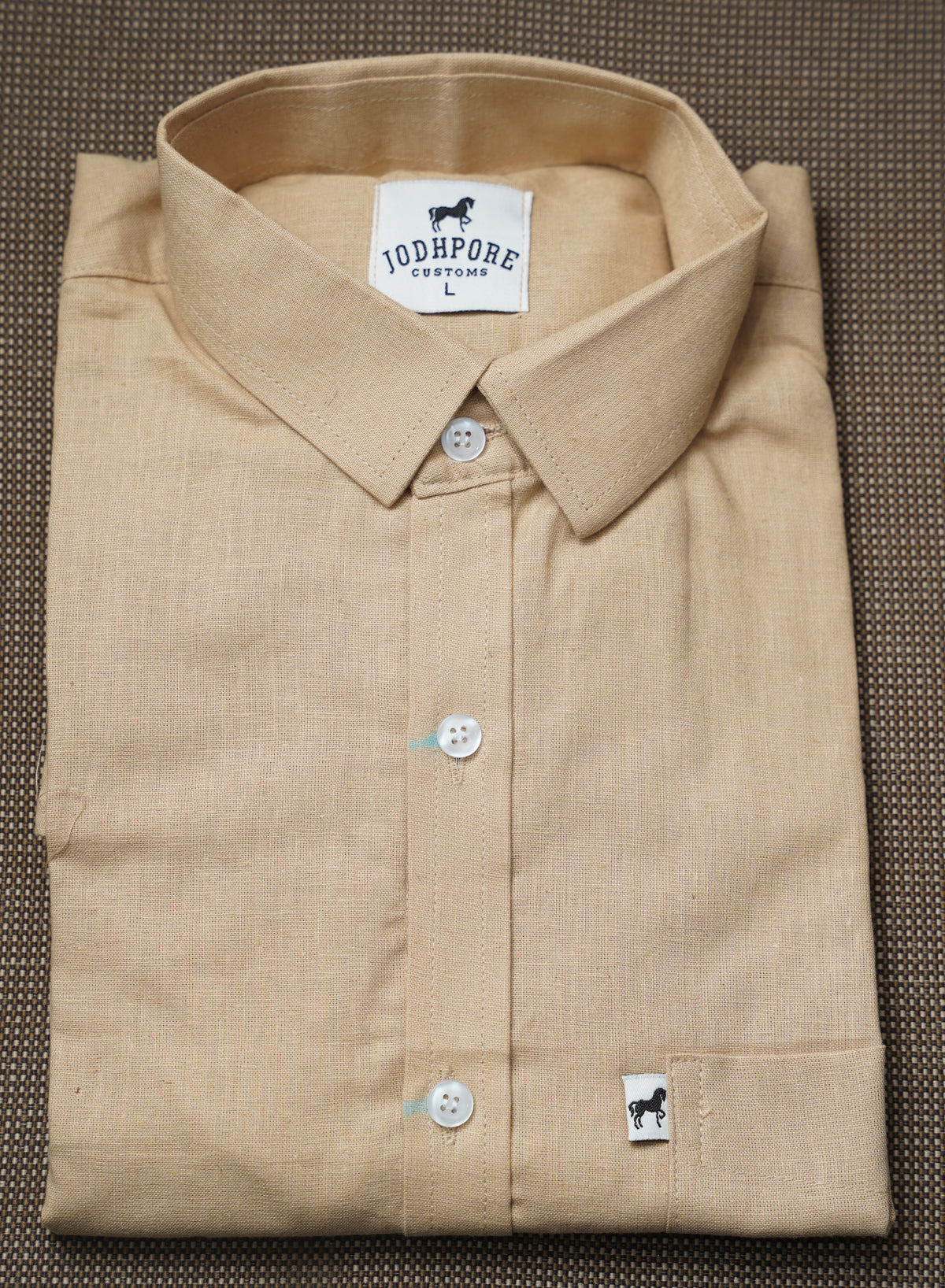 Beige Plain Cotton Shirt