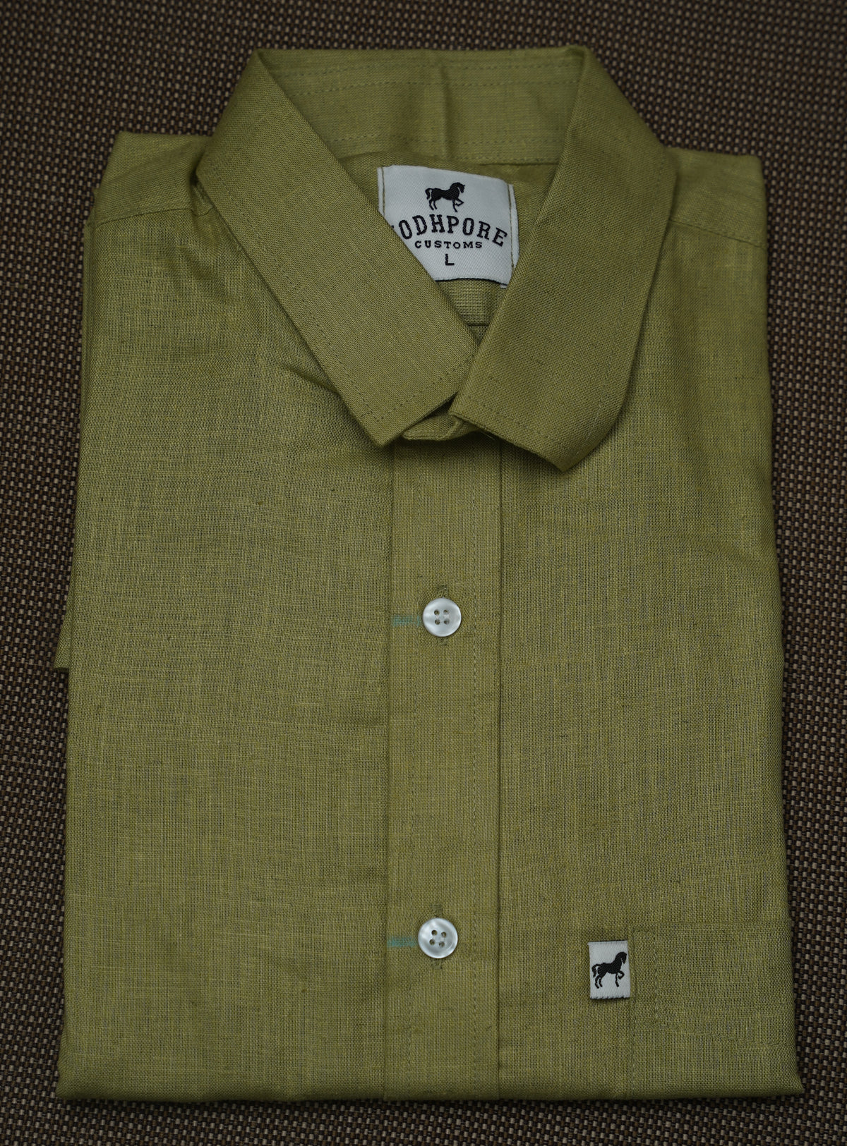 Olive Green Plain Cotton Shirt