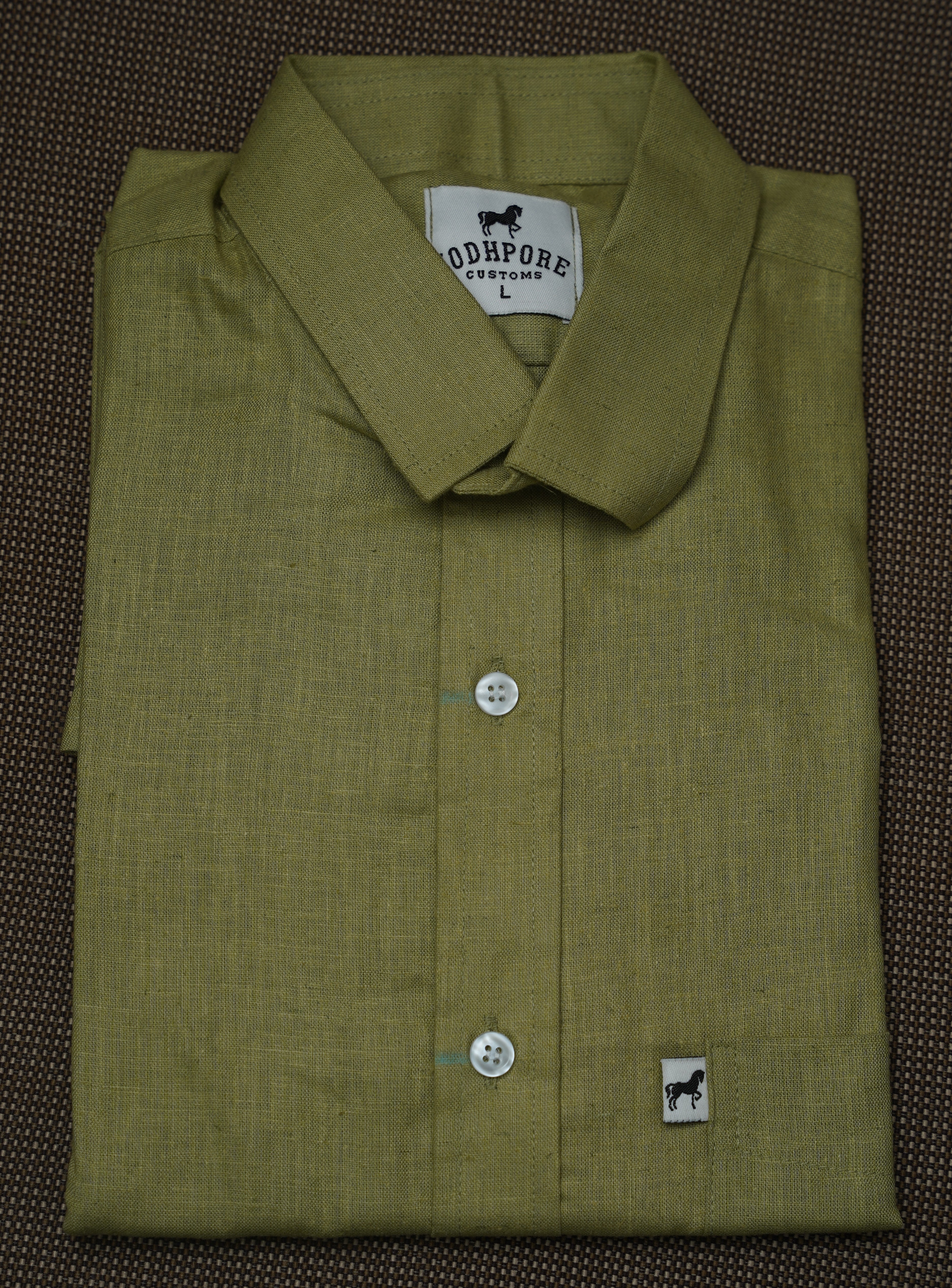 Olive Green Plain Cotton Shirt