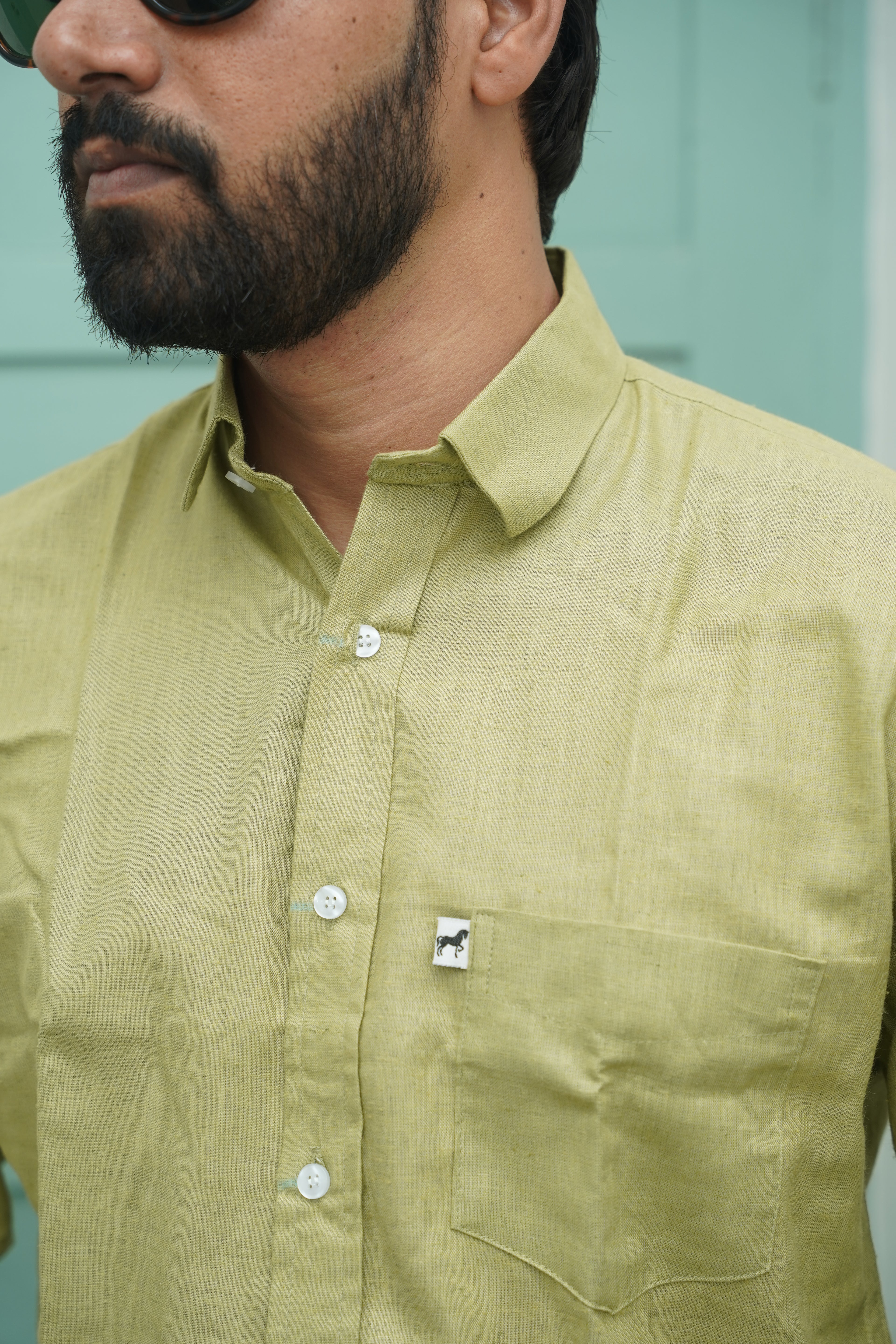 Olive Green Plain Cotton Shirt